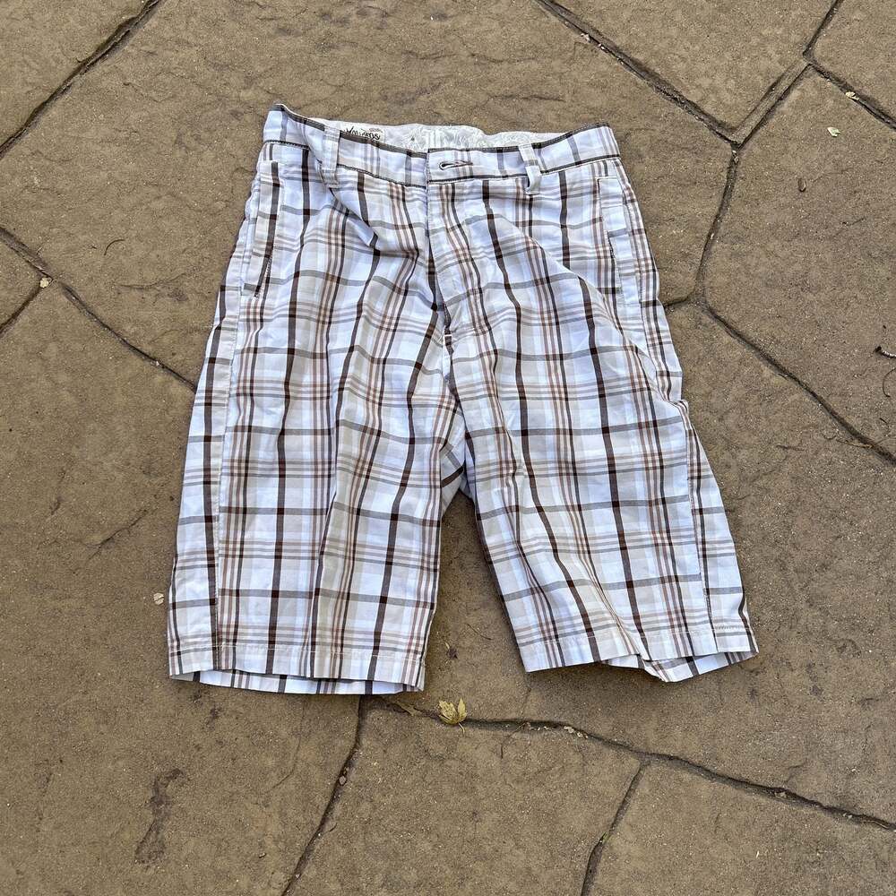 Micros Shorts Tan & Brown Plaid Belt Loops sz: 8